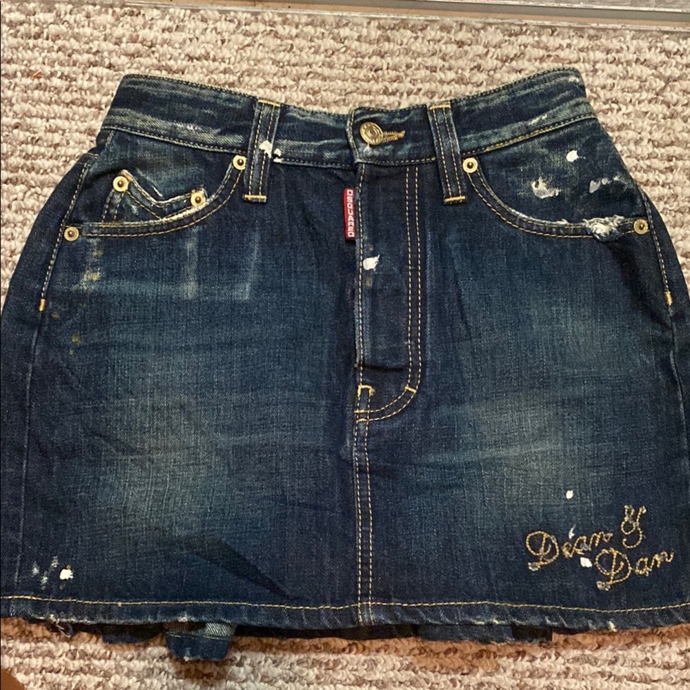 DSQUARED Blue and Gold Mini Skirt Night Out